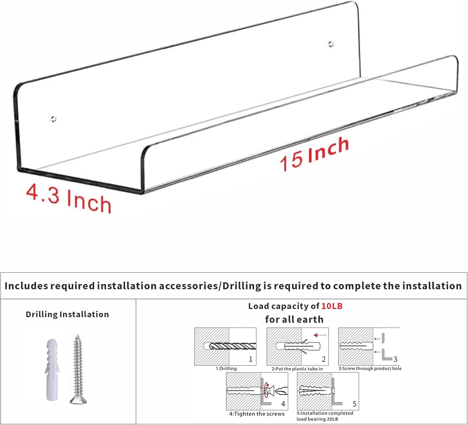 4 Pack Clear Acrylic Floating  - Pop Display Shelf recensione e prezzo